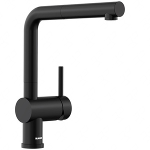 Bateria kuchenna Blanco Linus-S czarny mat bateria z praktyczną wyciąganą wylewką elegancki design minimalistyczne wykończenie