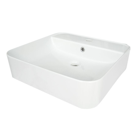 Umywalka nablatowa ceramiczna Deante Hiacynt New biała prostokątna umywalka wykonana z wytrzymałej ceramiki powłoka antybakteryjna