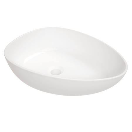 Umywalka nablatowa ceramiczna Deante Alpinia biała asymetryczna umywalka wykonana z wytrzymałej ceramiki powłoka antybakteryjna