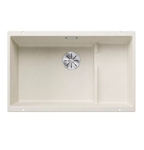 Zlewozmywak Blanco Subline 700-U Level Silgranit delikatny biały zlew podwieszany jednokomorowy z odpływem InFino o niezwykłym designie podwieszanej komory