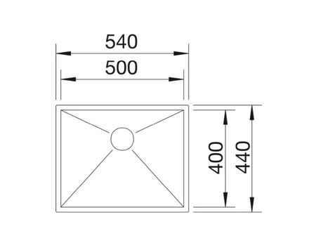 Zlewozmywak Blanco Zerox 500-U stal polerowana zlew podwieszany jednokomorowy z odpływem InFino charakterystyczna geometryczna konstrukcja