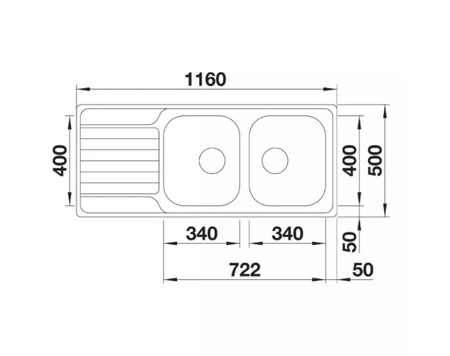 Zlewozmywak Blanco Dinas 8 S stal szczotkowana zlew dwukomorowy odwracalny wpuszczany w blat ponadczasowy wygląd