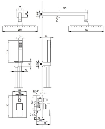 Zestaw prysznicowy podtynkowy Deante Anemon chromowana bateria z przełącznikiem funkcji zestaw z głowicą natryskową i słuchawką