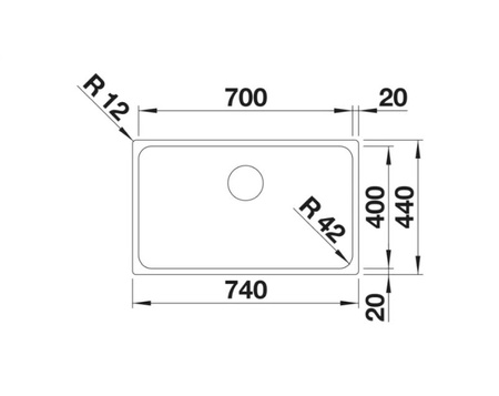 Zlewozmywak Blanco Solis 700-U stal szczotkowana zlew jednokomorowy podwieszany odpływ InFino