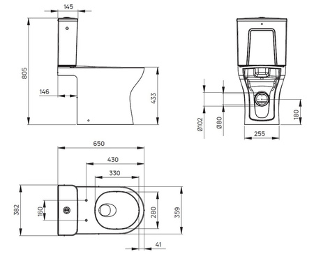 Miska WC kompakt ceramiczna Deante Jasmin biała miska bezkołnierzowa ułatwiająca utrzymanie czystości i higieny deska wolnoopadająca