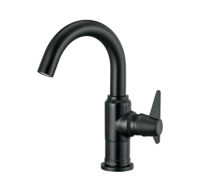 Bateria umywalkowa wysoka Deante Silia czarna z prostokątną wylewką innowacyjna powłoka Nero ruchomy aerator typu honeycomb eleganckie matowe wykończenie