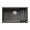 Zlewozmywak Blanco Etagon 700-U Silgranit wulkaniczny szary zlew podwieszany jednokomorowy z odpływem InFino szyny ze stali szlachetnej