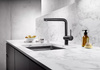 Bateria kuchenna Blanco Linus-S Silgranit-Look czarna bateria z wyciąganą wylewką elegancki design minimalistyczne wykończenie