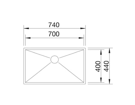 Zlewozmywak Blanco Zerox 700-U stal polerowana zlew podwieszany jednokomorowy z odpływem InFino charakterystyczna geometryczna konstrukcja