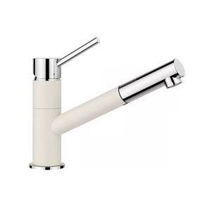 Bateria kuchenna Blanco Kano-S delikatny biały/chrom nowoczesna bateria do zlewu z wyciąganą wylewką szczególnie polecana do zlewozmywaków kompaktowych