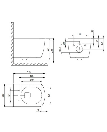 Miska WC wisząca ceramiczna Deante Anemon biała miska bezkołnierzowa ułatwiająca utrzymanie czystości i higieny deska wolnoopadająca