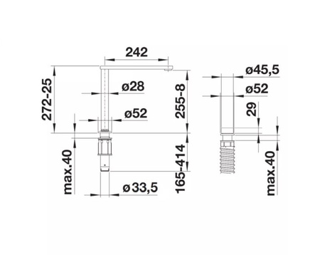 Bateria kuchenna Blanco Eloscope-F II chromowana o prostym wzornictwie do nowoczesnych kuchni przystosowana do montażu przy oknie