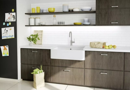 Zlewozmywak Blanco Villae Farmhouse 8 Ceramika biały połysk z jednym otworem zlew nakładany jednokomorowy minimalistyczny design wraz z wysuniętą komorą