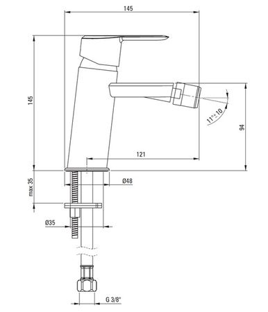 Bateria bidetowa Deante Arnika titanium modny design bateria z ruchomą końcówką wylewki korpus wykonany z mosiądzu