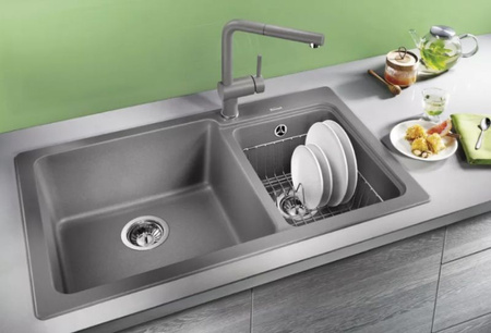 Zlewozmywak Blanco Naya 8 Silgranit antracyt zlew wpuszczany w blat dwukomorowy lewa wyważona i nowoczesna linia