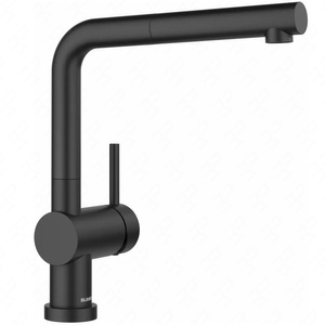 Bateria kuchenna Blanco Linus-S-F czarny mat minimalistyczne wzornictwo bateria przystosowana do montażu przy oknie wyciągana wylewka