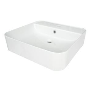 Umywalka nablatowa / wisząca ceramiczna Deante Hiacynt New biała prostokątna umywalka z miejscem na baterię wykonana z wytrzymałej ceramiki powłoka antybakteryjna