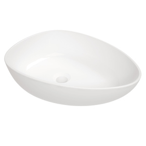 Umywalka nablatowa ceramiczna Deante Alpinia biała asymetryczna umywalka wykonana z wytrzymałej ceramiki powłoka antybakteryjna