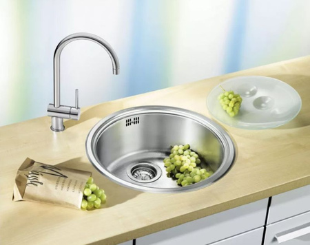 Zlewozmywak Blanco Rondosol stal szczotkowana zlew jednokomorowy wpuszczany w blat okrągły zlewozmywak do każdej kuchni