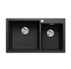 Zlewozmywak Blanco Pleon 9 Silgranit antracyt lewa zlew wpuszczany w blat dwukomorowy z odpływem InFino o ponadczasowym eleganckim kształcie