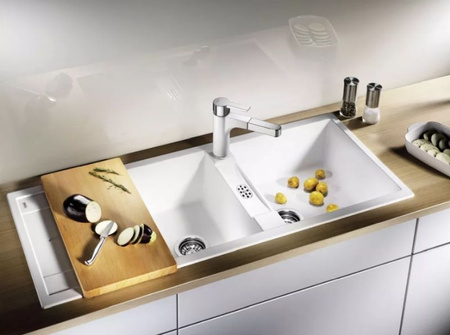 Zlewozmywak Blanco Metra 8 S Silgranit antracyt zlew wpuszczany w blat dwukomorowy odwracalny nowoczesne proste wzornictwo