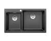 Zlewozmywak Blanco Pleon 9 Silgranit antracyt prawa zlew wpuszczany w blat dwukomorowy z odpływem InFino o ponadczasowym eleganckim kształcie