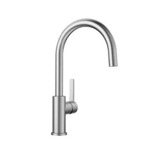 Bateria kuchenna Blanco Candor stal szczotkowana nowoczesna bateria o prostym wzornictwie pasującym do nowoczesnych kuchni