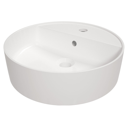 Umywalka nablatowa ceramiczna Deante Round biała okrągła umywalka z miejscem na baterię wykonana z wytrzymałej ceramiki powłoka antybakteryjna