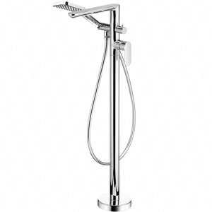 Bateria wannowa wolnostojąca Deante Alpinia chromowana z zestawem prysznicowym słuchawka z systemem Anti-calc bateria kolumnowa