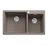 Zlewozmywak Blanco Pleon 9 Silgranit tartufo lewa zlew wpuszczany w blat dwukomorowy z odpływem InFino o ponadczasowym eleganckim kształcie
