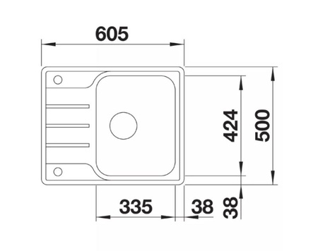 Zlewozmywak Blanco Lemis 45 S-IF Mini stal szczotkowana zlew jednokomorowy montowany na równi z blatem odwracalny korek automatyczny modny prosty wygląd