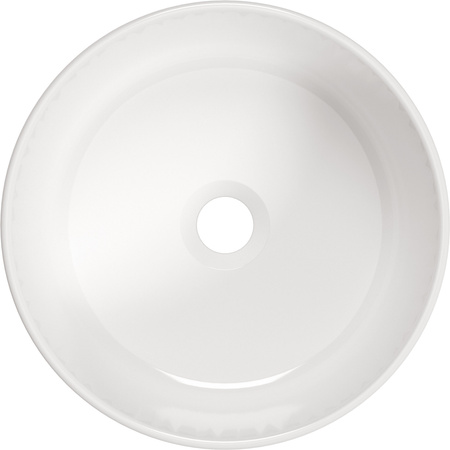 Umywalka nablatowa ceramiczna Deante Arnika biała okrągła wysoka umywalka wykonana z wytrzymałej ceramiki powłoka antybakteryjna