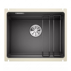 Zlewozmywak Blanco Etagon 500-U Ceramika PuraPlus bazaltowy zlew podwieszany jednokomorowy odpływ InFino szyny ze stali szlachetnej