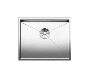 Zlewozmywak Blanco Zerox 500-U stal polerowana zlew podwieszany jednokomorowy z odpływem InFino charakterystyczna geometryczna konstrukcja