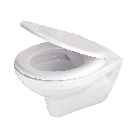 Miska WC wisząca ceramiczna Deante Boro biała miska bezkołnierzowa ułatwiająca utrzymanie czystości i higieny deska wolnoopadająca