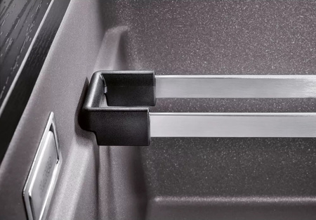 Zlewozmywak Blanco Etagon 500-U Ceramika PuraPlus czarny zlew podwieszany jednokomorowy odpływ InFino szyny ze stali szlachetnej