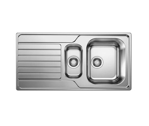 Zlewozmywak Blanco Dinas 6 S stal szczotkowana zlew 1,5-komorowy odwracalny wpuszczany w blat ponadczasowy wygląd