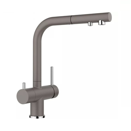 Bateria kuchenna Blanco Fontas-S II Silgranit-Look wulkaniczny szary funkcjonalna bateria z wyciąganą wylewką i podłączeniem do filtra wody