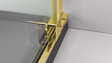 Ścianka prysznicowa walk-in Deante Prizma 120 cm złota przesuwna ścianka prysznicowa z powłoką hydrofobową system modułowy