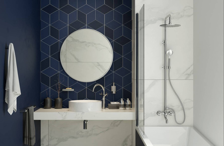 Parawan nawannowy Deante Alpinia 80x140 cm chromowany wykonany z bezpiecznego i wytrzymałego szkła hartowanego powłoka hydrofobowa