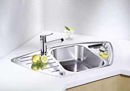 Zlewozmywak Blanco Lantos 9 E-IF stal szczotkowana zlew narożny 1,5-komorowy wpuszczany w blat korek automatyczny czystość formy w atrakcyjnej cenie