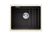 Zlewozmywak Blanco Etagon 500-U Ceramika PuraPlus czarny zlew podwieszany jednokomorowy odpływ InFino szyny ze stali szlachetnej
