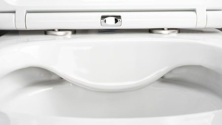 Miska WC wisząca ceramiczna Deante Round biała miska bezkołnierzowa ułatwiająca utrzymanie czystości i higieny deska wolnoopadająca