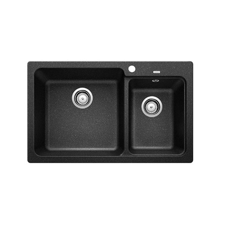 Zlewozmywak Blanco Naya 8 Silgranit antracyt zlew wpuszczany w blat dwukomorowy lewa wyważona i nowoczesna linia