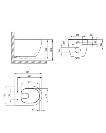Miska WC wisząca ceramiczna Deante Round biała miska bezkołnierzowa ułatwiająca utrzymanie czystości i higieny deska wolnoopadająca