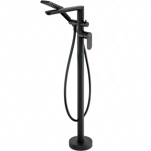 Bateria wannowa wolnostojąca Deante Alpinia czarna z zestawem prysznicowym słuchawka z systemem Anti-calc bateria kolumnowa