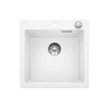 Zlewozmywak Blanco Pleon 5 Silgranit biały zlew wpuszczany w blat jednokomorowy z odpływem InFino korek automatyczny o ponadczasowym eleganckim kształcie