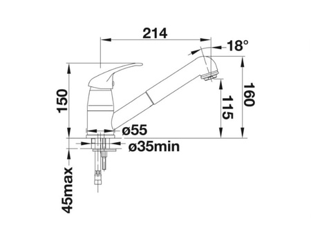 Bateria kuchenna Blanco Daras-S Silgranit-Look wulkaniczny szary z wyciąganą wylewką ponadczasowa klasyczna bateria kuchenna