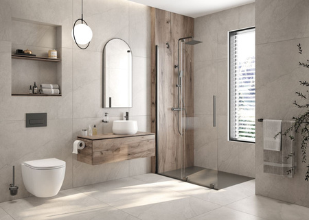 Miska WC wisząca ceramiczna Deante Round biała miska bezkołnierzowa ułatwiająca utrzymanie czystości i higieny deska wolnoopadająca