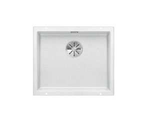 Zlewozmywak Blanco Subline 500-U Silgranit biały zlew podwieszany jednokomorowy z odpływem InFino o niezwykłym designie podwieszanej komory